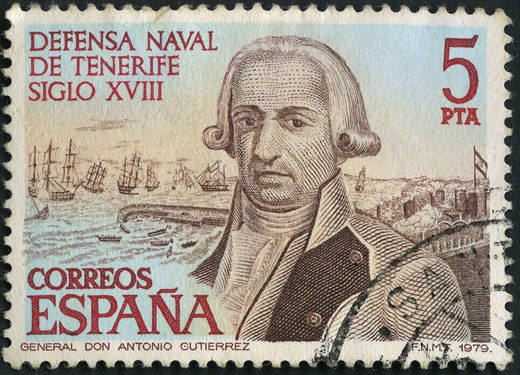 Espanha - 1979 - Defesa Naval de Tenerife - General Antonio Gutierrez - 5Ptas