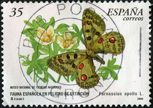 Espanha - 2000 - Fauna em Perigo Parnassius apollo - 35Ptas