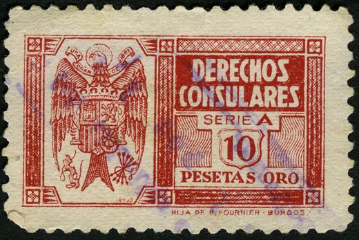 Espanha - Sem Data - Direitos Consulares Serie A - 10PtasOro