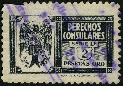 Espanha - Sem Data - Direitos Consulares Serie D - 2PtasOro