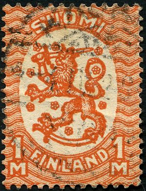 Finlandia - 1917 - Leao Saarinen Helsinki Issue Variante Laranja - 1Mk