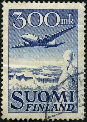 Finlandia - 1950 - Correio Aereo Douglas DC 6 - 300Mk