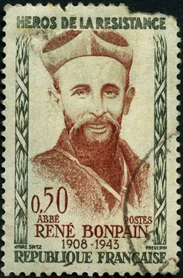 Franca - 1960 - Herois da Resistencia Abade Rene Bonpain - 0.50F