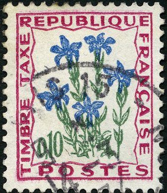 Franca - 1965 - Timbre Taxe Flores dos Campos - Genciana - 0.10F