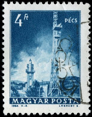 Hungria - 1964 - Transportes e Comunicacoes - Torre de Pecs - 4Ft