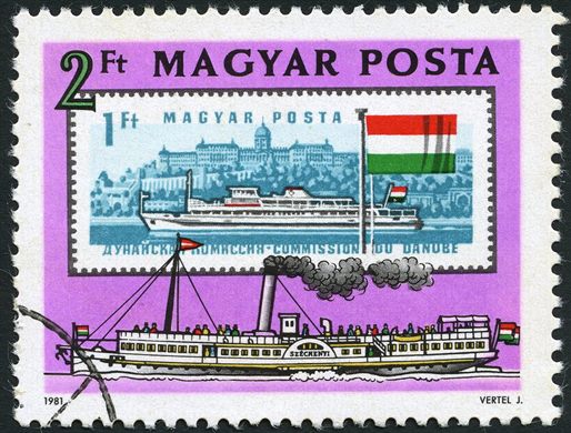Hungria - 1981 - Navios - Comissao do Danubio Vapor Szechenyi - 2Ft