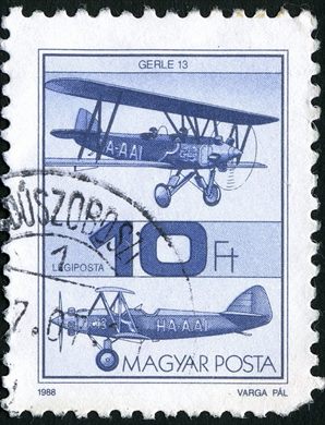 Hungria - 1988 - Correio Aereo Avioes Historicos - Gerle 13 - 10Ft