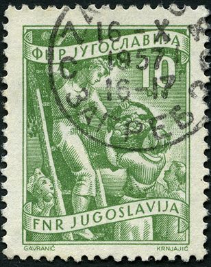 Jugoslavia - 1951 - Economia Apanha de Fruta - 10Din