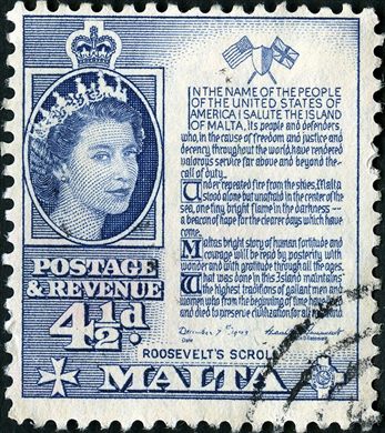 Malta - 1956 - Pergaminho de Roosevelt - 4.5D