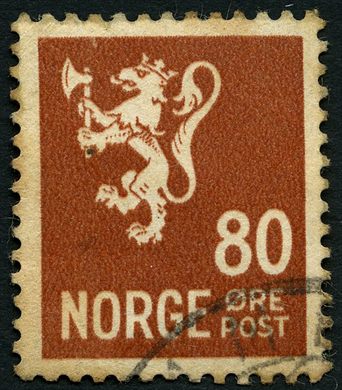 Noruega - 1927 - Leao Heraldico - 80Ore