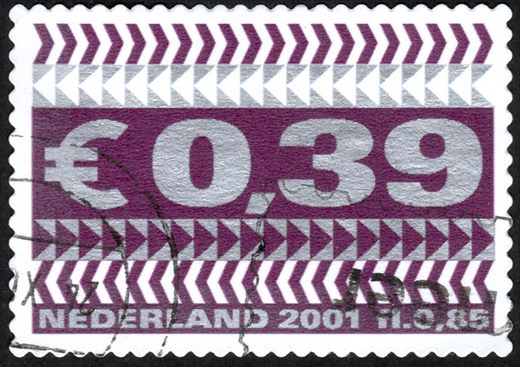 Paises Baixos - 2001 - Frankeerzegel Euro Dupla Moeda - 0.39Euro