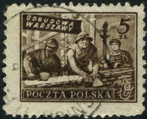 Polonia - 1950 - Reconstrucao de Varsovia - Operarios - 5Zl