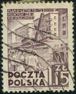 Polonia - 1952 - Plano Sexenal - 723000 Habitacoes - 1.15Zl