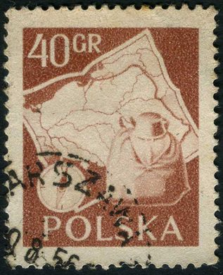 Polonia - 1953 - Definitiva - Mapa e Recursos - 40Gr