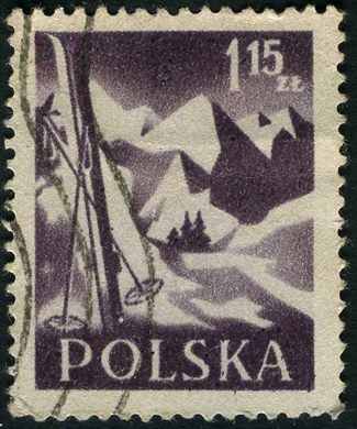 Polonia - 1953 - Definitiva - Montanhas e Esqui - 1.15Zl