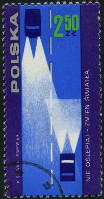Polonia - 1969 - Seguranca Rodoviaria - Nie Oslepiaj - 2.50Zl