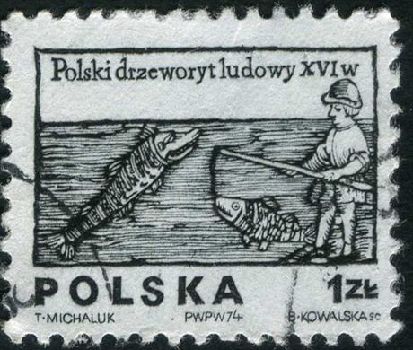 Polonia - 1974 - Xilogravura Popular Sec XVI - Pescador - 1Zl
