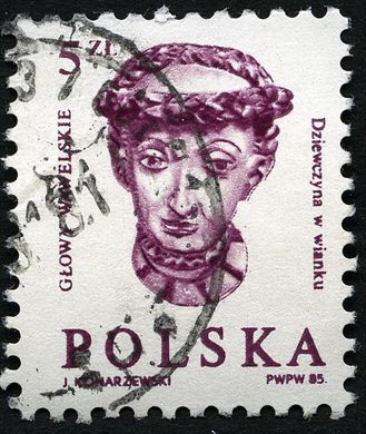 Polonia - 1985 - Cabecas de Wawel - Rapariga com Grinalda - 5Zl