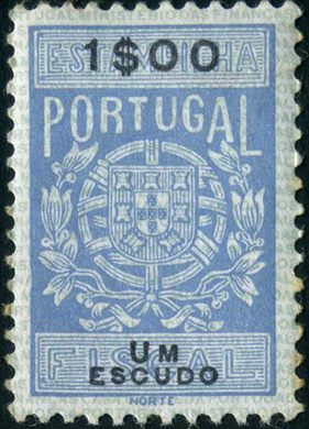 Portugal (Fiscal) - Sem Data - Estampilha Fiscal Serie B - 1Esc00