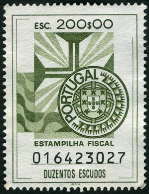 Portugal (Fiscal) - Sem Data - Estampilha Fiscal Serie C - 200Esc