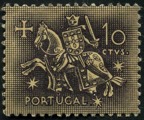 Portugal - 1953 - Selo de Autoridade do Rei D Dinis - 10Cts (Perfin)