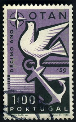 Portugal - 1959 - OTAN Decimo Aniversario - Pomba e Ancora - 1Esc