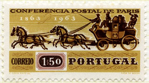 Portugal - 1963 - Conferencia Postal de Paris - Diligencia - 1Esc50