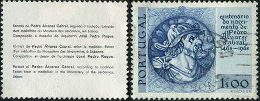 Portugal - 1968 - V Centenario do Nascimento de Pedro Alvares Cabral - 1Esc