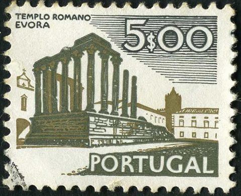 Portugal - 1972 - Paisagens e Monumentos - Templo Romano de Evora - 5 00