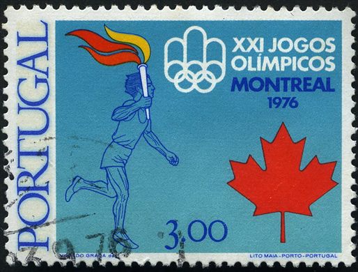 Portugal - 1976 - XXI Jogos Olimpicos Montreal - Atleta com Tocha Olimpica - 3Esc