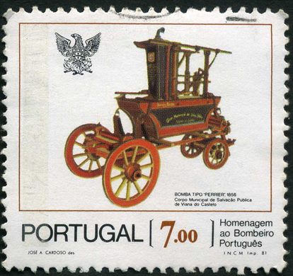 Portugal - 1981 - Homenagem ao Bombeiro Portugues - Bomba Tipo Perrier 1856 - 7 00