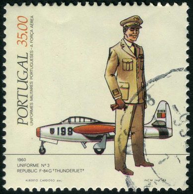 Portugal - 1984 - Uniformes Militares Forca Aerea - Republic F 84G Thunderjet 1960 - 35Esc