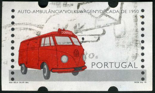 Portugal - 1995 - Veiculos Postais - Auto Ambulancia VW Decada 1950 - Etiqueta Frama