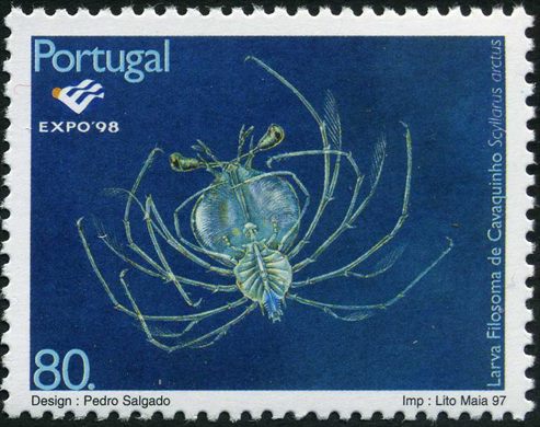 Portugal - 1997 - Expo 98 Lisboa Vida Marinha Larva Filosoma de Cavaquinho Scyllarus arctus - 80Esc00
