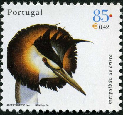 Portugal - 2000 - Aves de Portugal - Mergulhao de Crista - 85Esc