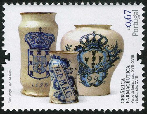 Portugal - 2008 - Ceramica Farmaceutica Vasos e Boiao Sec XVII-XVIII - 0.67Eur