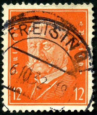 Reich Alemao - 1928 - Reichspraesidenten - Paul von Hindenburg - 12Pf