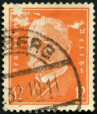 Reich Alemao - 1928 - Reichspraesidenten - Paul von Hindenburg - 12Pf