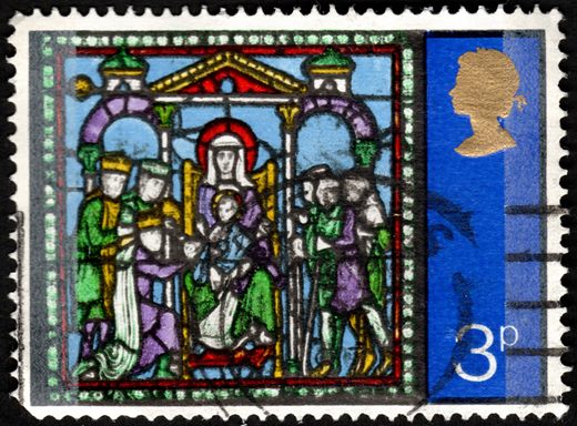 Reino Unido - 1971 - Natal - Vitral de Canterbury - 3p
