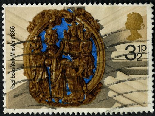Reino Unido - 1974 - Natal - Roof Boss York Minster - 3.5p