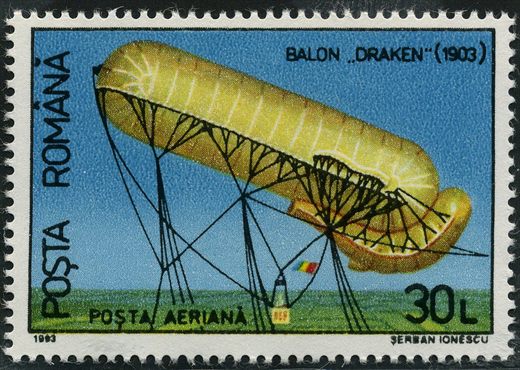 Romenia - 1993 - Historia da Aviacao Balon Draken 1903 - 30L