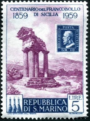 Sao Marino - 1959 - Centenario Selo da Sicilia - 5L