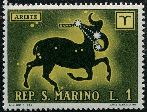 Sao Marino - Sem Data - Signos do Zodiaco Aries - 1L