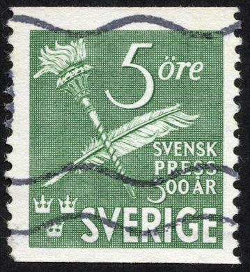 Suecia - 1945 - Svensk Press 500 Anos - 5ore