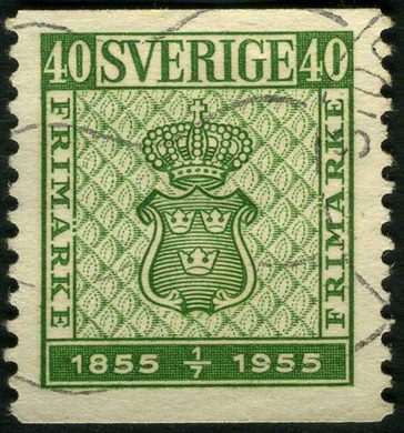 Suecia - 1955 - Centenario do Selo - 40O
