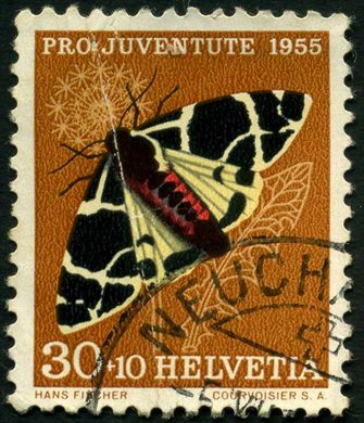 Suica - 1955 - Pro Juventute Insetos Mariposa - 30C Plus 10C