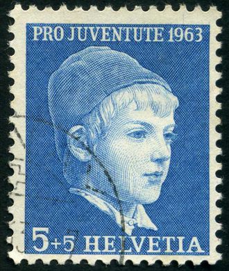 Suica - 1963 - Pro Juventute Retrato de Crianca - 5C Plus 5C