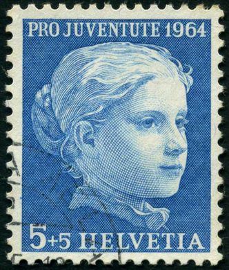 Suica - 1964 - Pro Juventute Retrato de Crianca - 5C Plus 5C