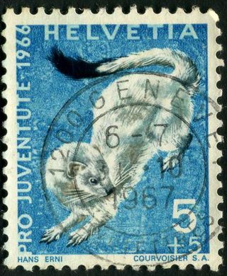 Suica - 1966 - Pro Juventute Fauna Arminho - 5C Plus 5C