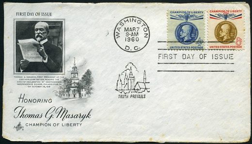 Estados Unidos da America - 1960 - FDC Champion of Liberty Masaryk - 4Ce8C